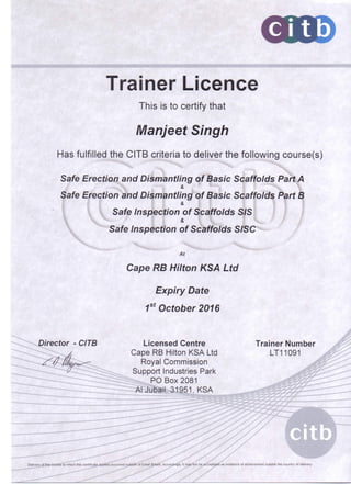 CITB trainer license
