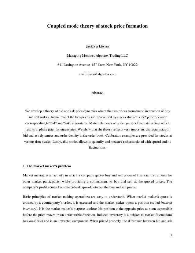 Coupled Mode Theory Of Stock Price Formation