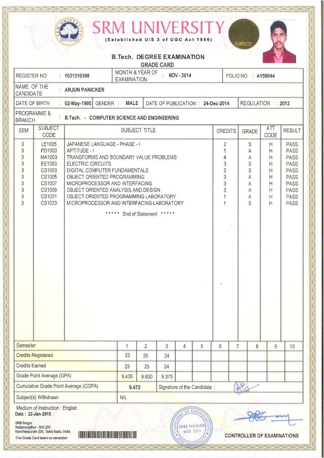 Sem 3 marksheet