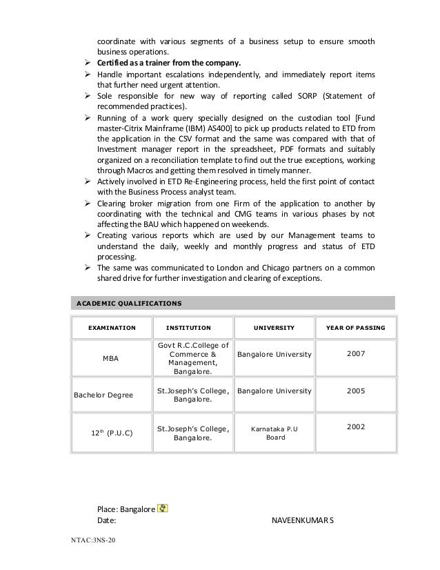 reconciliation resume derivatives Naveen Derivatives Resume