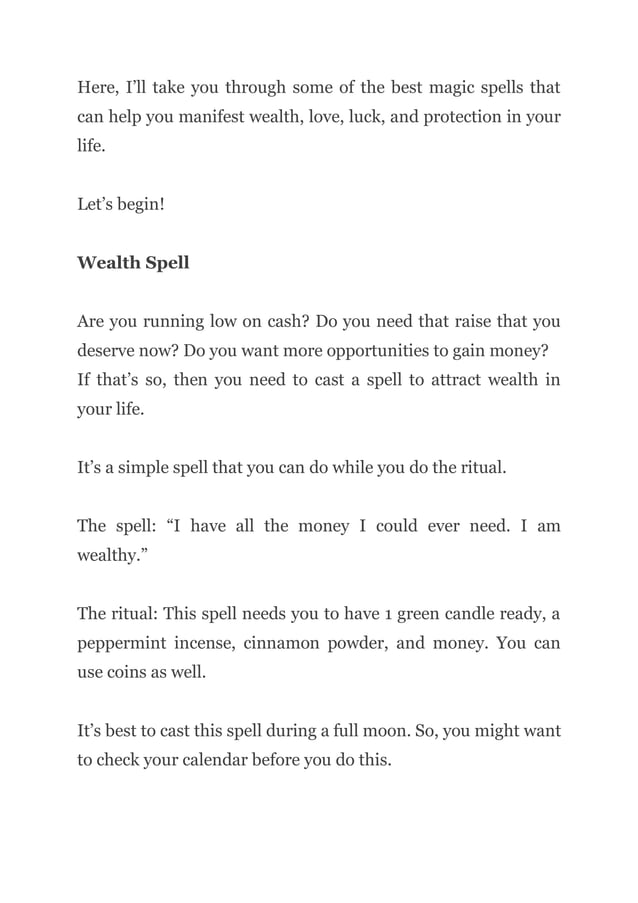 4 Easy Magic Spells For Manifestation | PDF