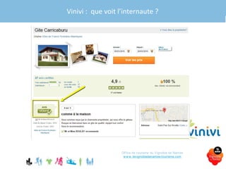 Vinivi : que voit l’internaute ?
Office de tourisme du Vignoble de Nantes
www.levignobledenantes-tourisme.com
 