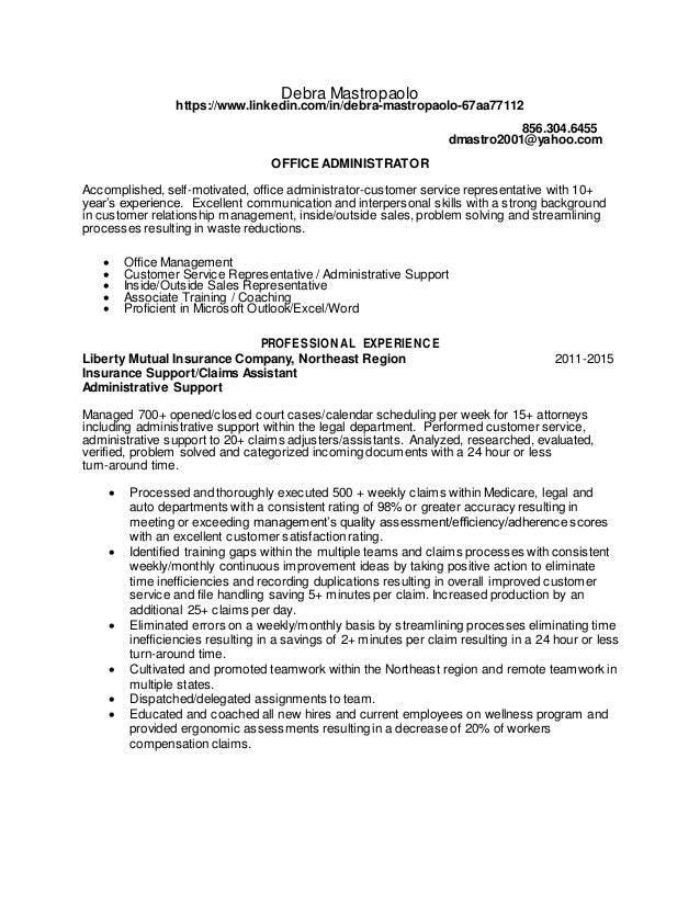 2016 debra mastropaolo office administrator resume office administrator resume