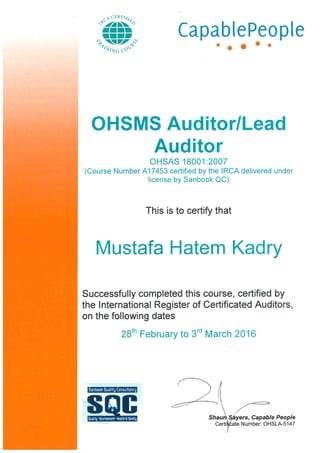 OHSAS Lead Auditor