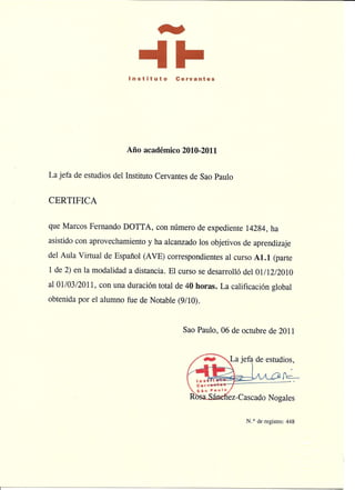 Spanish Certificate Basic 1 - Cervantes