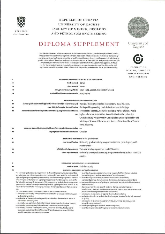 Diploma supplement Neven Korač