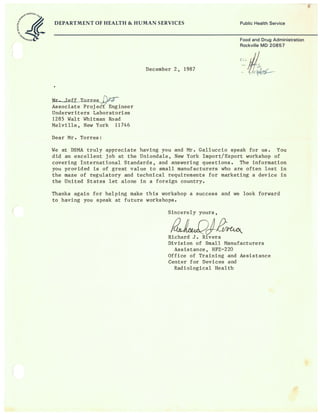 FDA Kudo - December 2. 1987