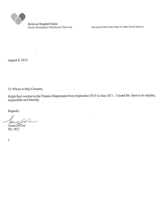 bellevue hospital letter of recommendation