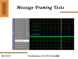 Verification of CAN Cotroller2606/18/15
Message Framing Tests
 