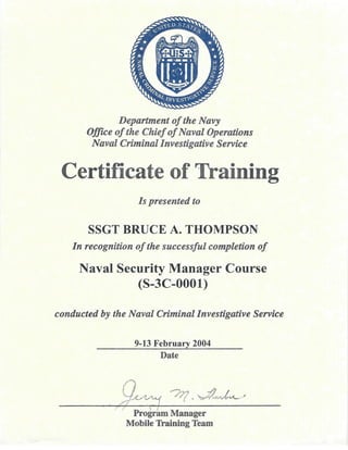 Naval Security Manager course