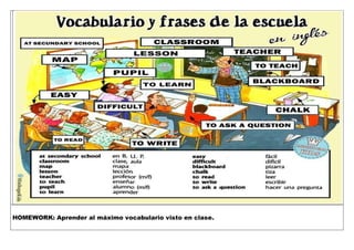 HOMEWORK: Aprender al máximo vocabulario visto en clase.