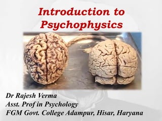 Introduction to
Psychophysics
Dr Rajesh Verma
Asst. Prof in Psychology
FGM Govt. College Adampur, Hisar, Haryana
 