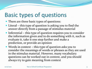 Carefully read all the stimulus material
