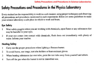 Safety Precautions and Procedures in Science Laboratories

 