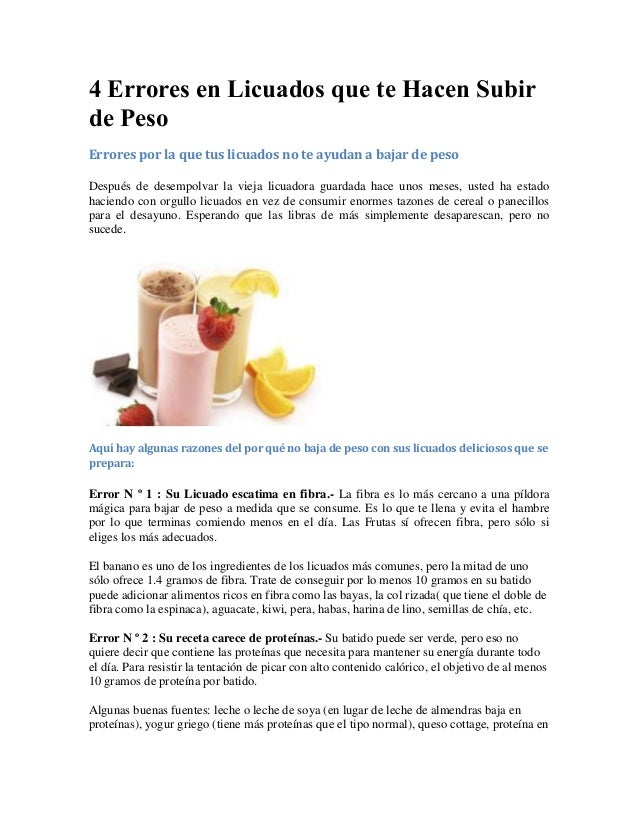 4 errores en licuados que te hacen subir de peso 4 errores en licuados que te hacen subir de peso