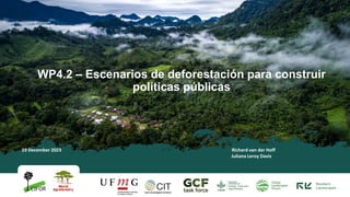 WP4.2 – Escenarios de deforestación para construir
políticas públicas
19 December 2023 Richard van der Hoff
Juliana Leroy Davis
 