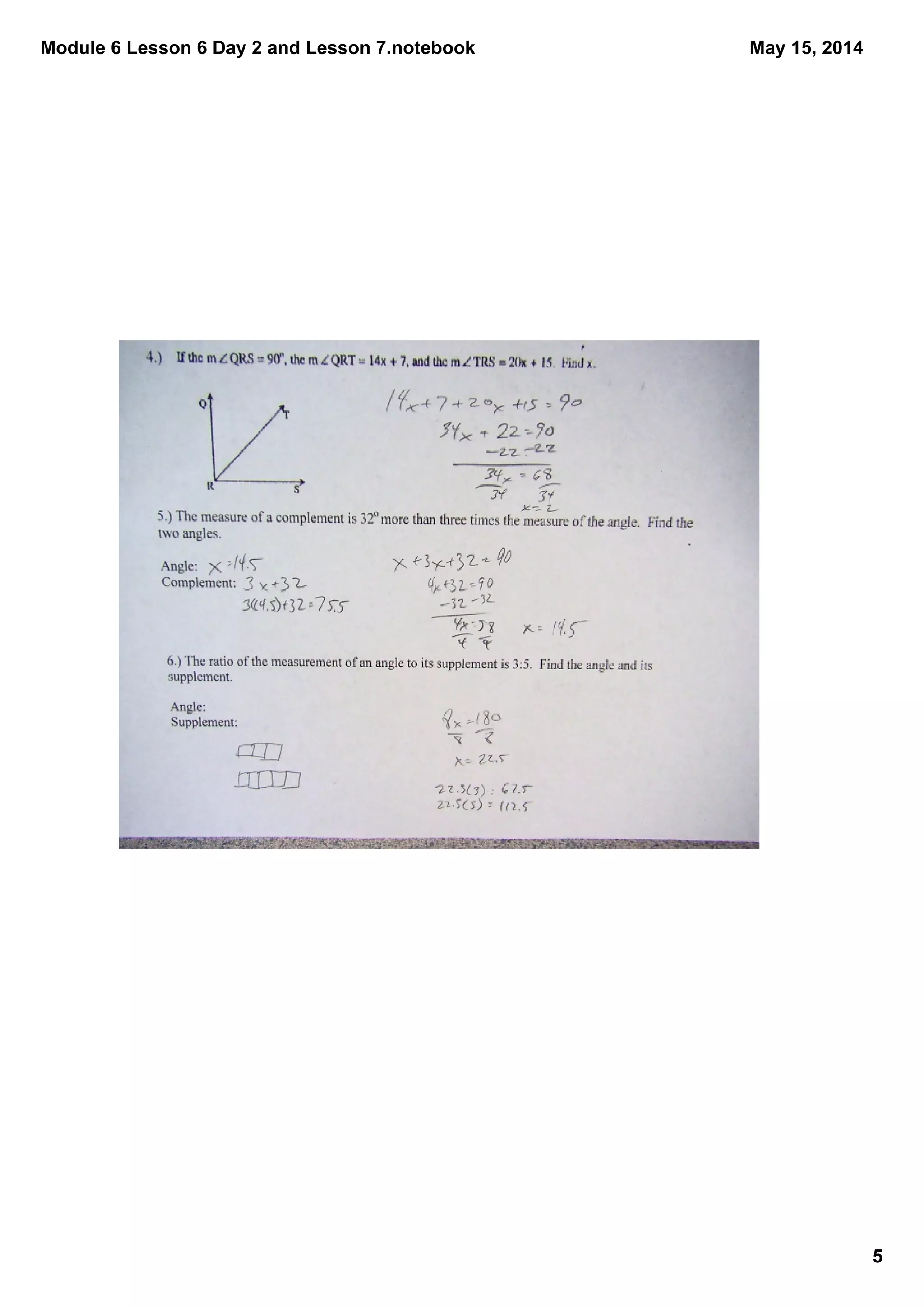 Module 6 Lesson 6 Day 2 and Lesson 7.notebook
5
May 15, 2014
 
