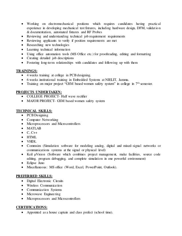 technical skills in resume for ece skills section resume example