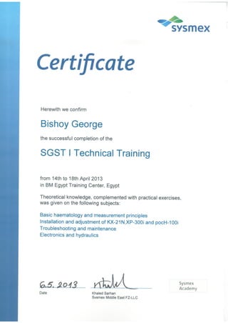 SGST I Technical Training Bishoy George
