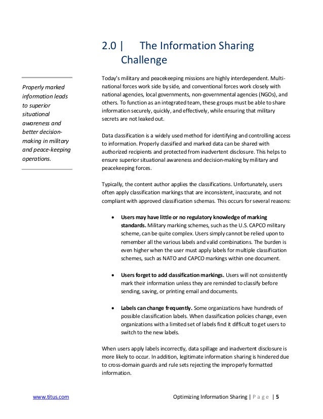 Military Optimizing Information Sharing