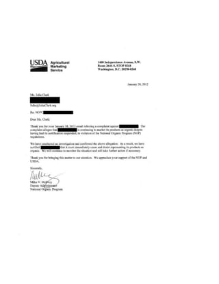 USDA OP Thank you letter