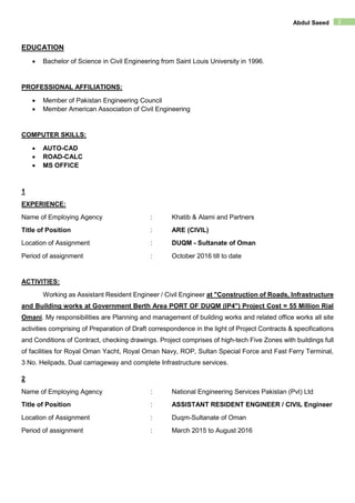 CV Abdul Saeed | PDF