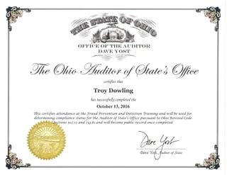 Dowling Troy Fraud State Training