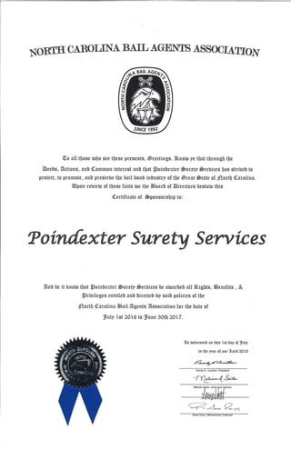 POINDEXTER CERTIFICATE