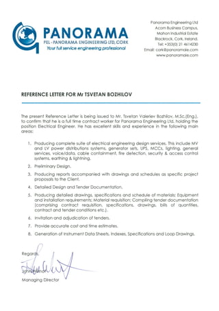 Reference Letter - Panorama