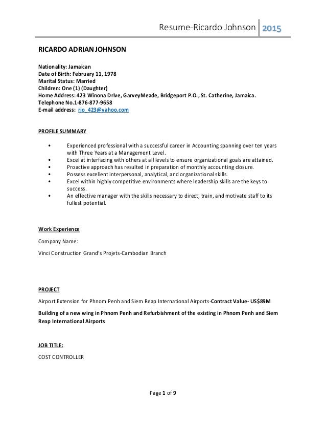 jamaican resume and application letter