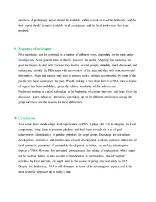 Pria Report Example PARTICIPATORY RURAL APPRAISAL | DOCX
