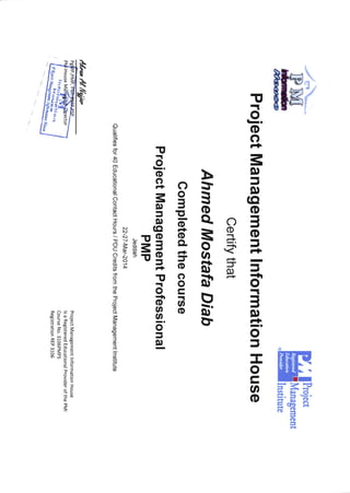 PMP training certificate