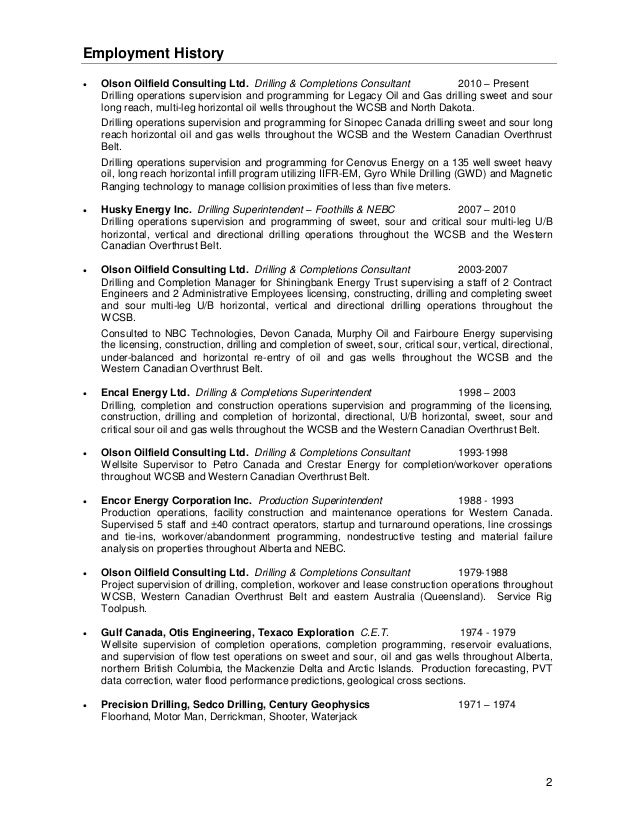 oilfield consultant resume