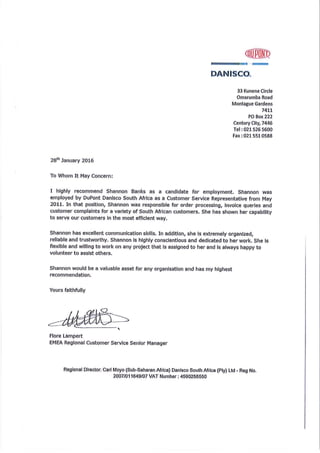 REFERENCES - DUPONT DANISCO