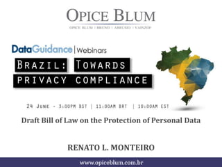 Draft Bill of Law on the Protection of Personal Data
RENATO L. MONTEIRO
 