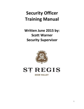 Security Guard Training Module Pdf Security Officer Training Manual | DOCX