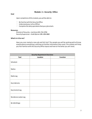 Security Officer Training Manual | DOCX
