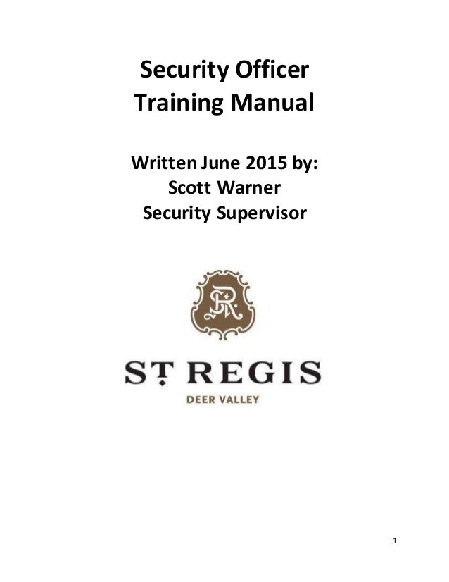 the effective security officers training manual pdf