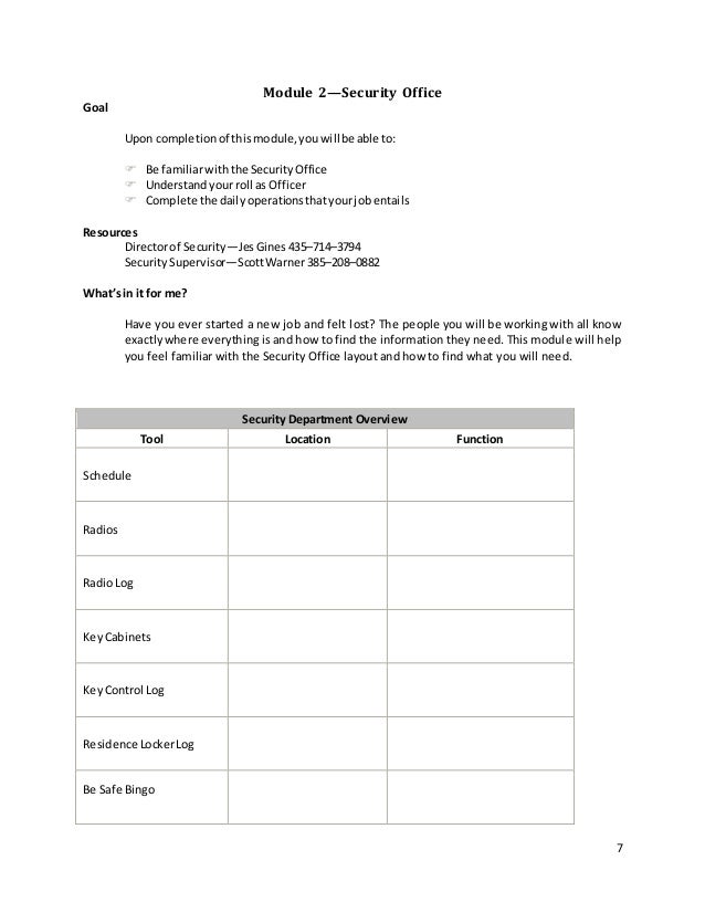 Security Officer Training Manual
