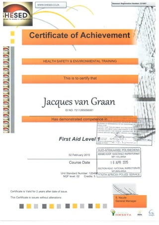 First Aid level 1