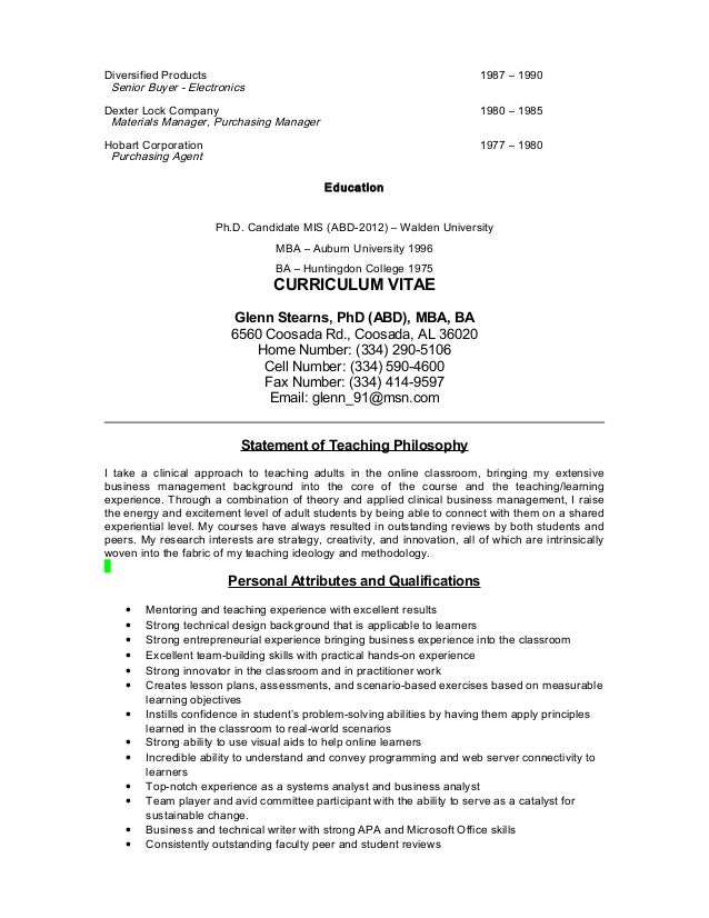 Phd abd resume