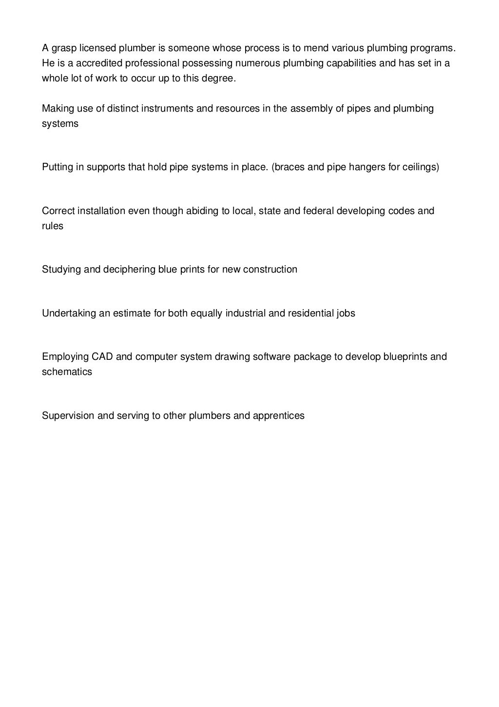 Plumber Job Description For Potential Plumbing Apprentices