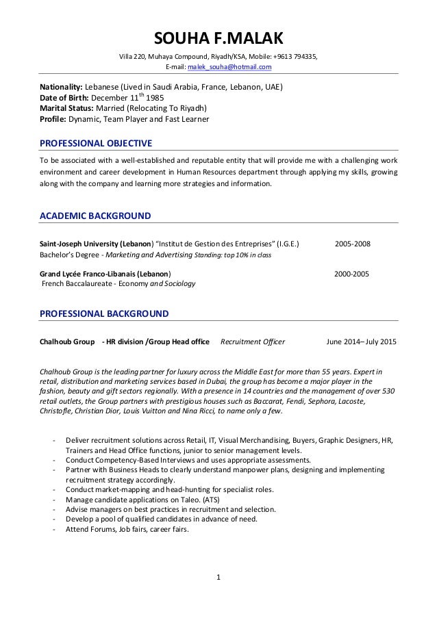 Souha Malek Cv