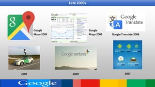 Late 2000s
Google
Maps-2005
Google
Maps-2005 Google Translate-2006
200720092007
 