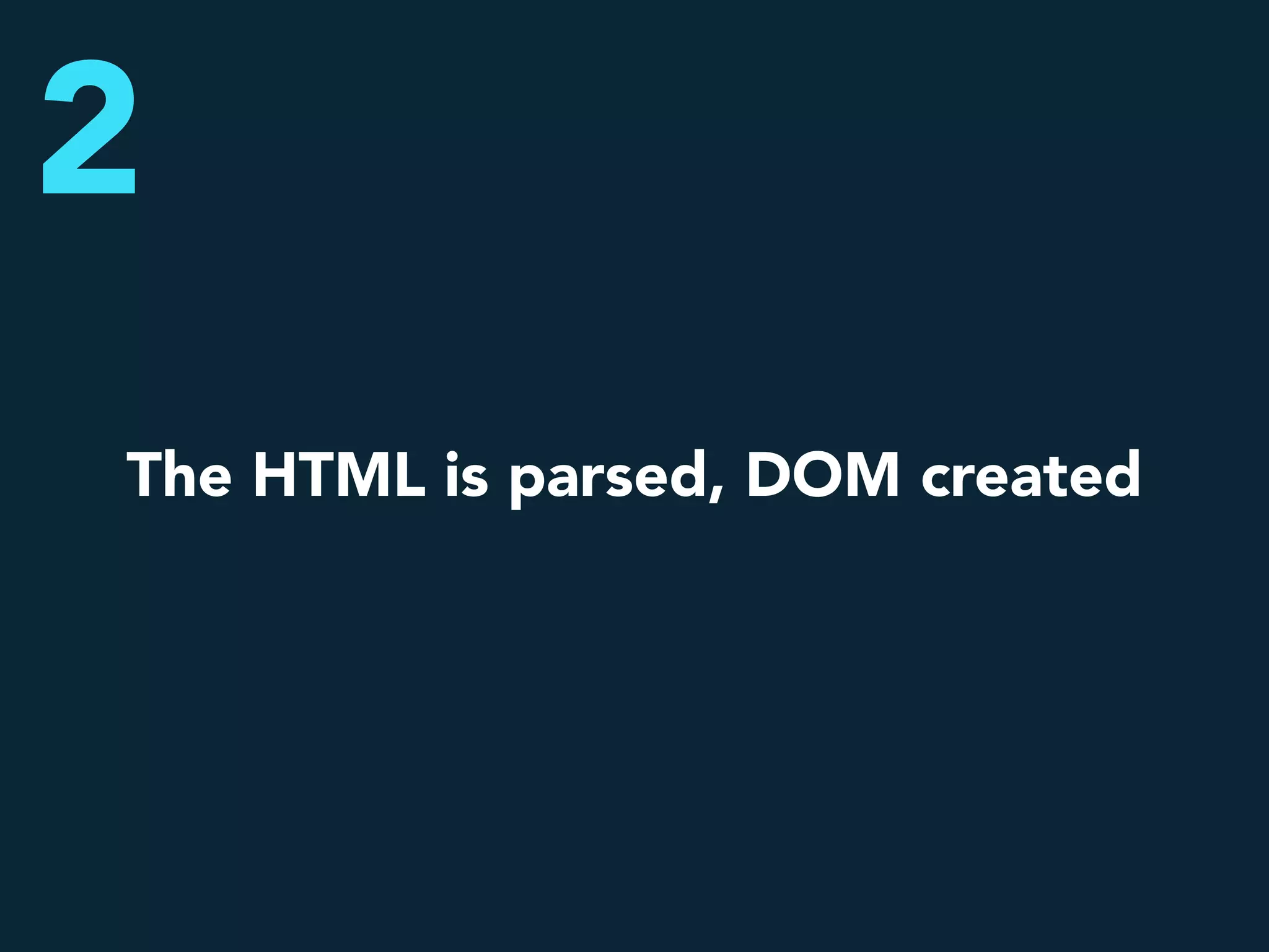 The HTML is parsed, DOM created
2
 