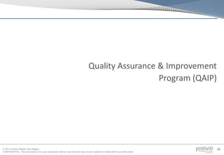 © 2013 Protiviti Middle East Region
CONFIDENTIAL: This document is for your company's internal use only and may not be copied nor distributed to any third party.
35
Quality Assurance & Improvement
Program (QAIP)
 