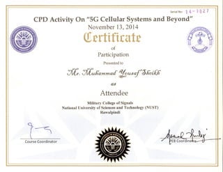 5G cellulalar system certificate nov 2014