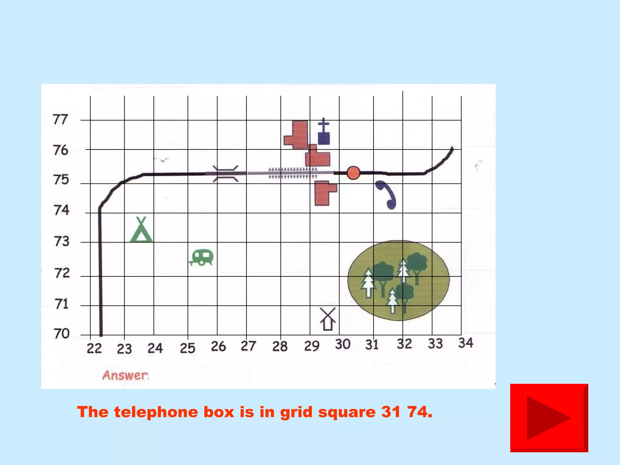 The telephone box is in grid square 31 74. 
