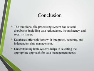 File Processing System and Database Systems | PPTX