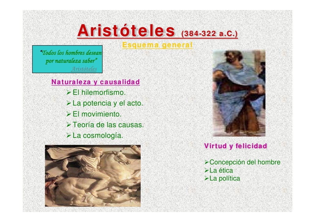 Aristóteles              (384-322 a.C.)
                            Esquema general
“Todos los hombres desean
  por natura...